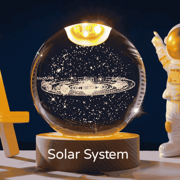 3D Crystal Ball-Solar System With Stars (7 Color Base)